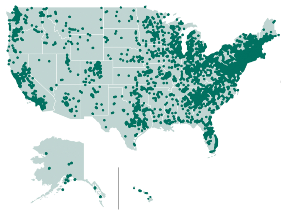 Heat map of camps in U.S.