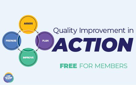Quality Improvement circle graph with text "Quality Improvement in Action: Free for members"