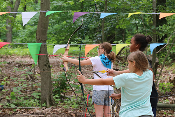 Campers at archery activity