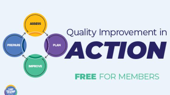Quality Improvement circle graph with text "Quality Improvement in Action: Free for members"