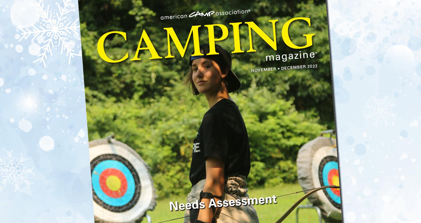 Camping Magazine cover of a person holding a bow in front of targets