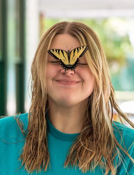 counselor with butterfly on nose