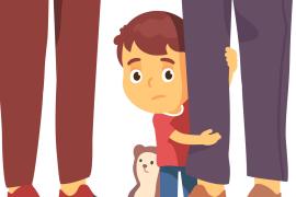 stock illustration of a scared boy