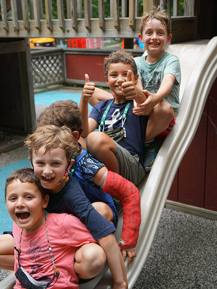 campers on slide