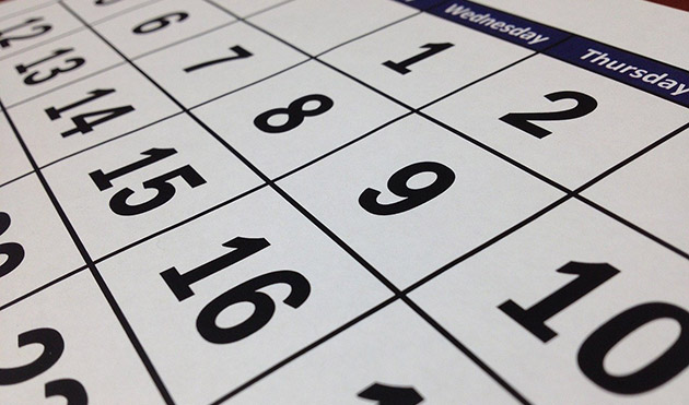 enlarged calendar of dates