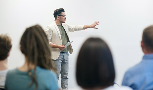 Professor in class
