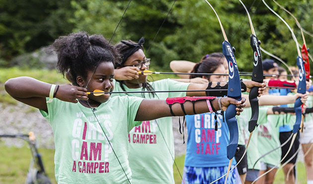 campers at archery range