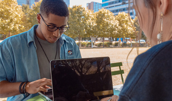 Students studying outdoors