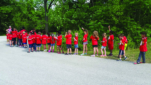 campers forming a line