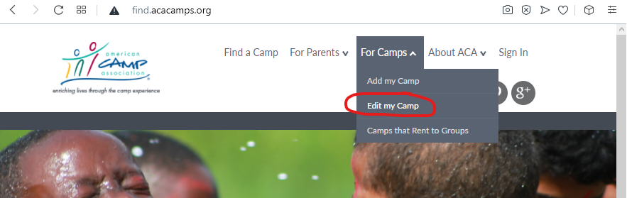 Update Find a Camp landing page