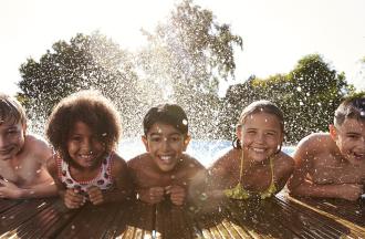 stock photo of kids in pool