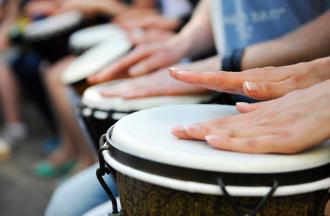 stock photo of grouip drums