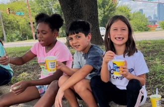 Campers enjoying ice treats