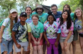 group of campers and staff standing together