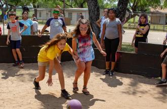 campers playing gaga ball