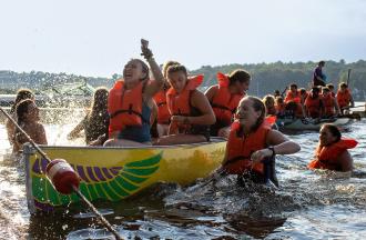 campers canoeing