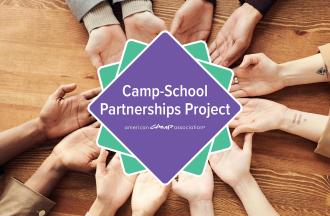 Camp-School Partnership logo overlay of circle of hands