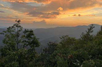 sunset over mountains
