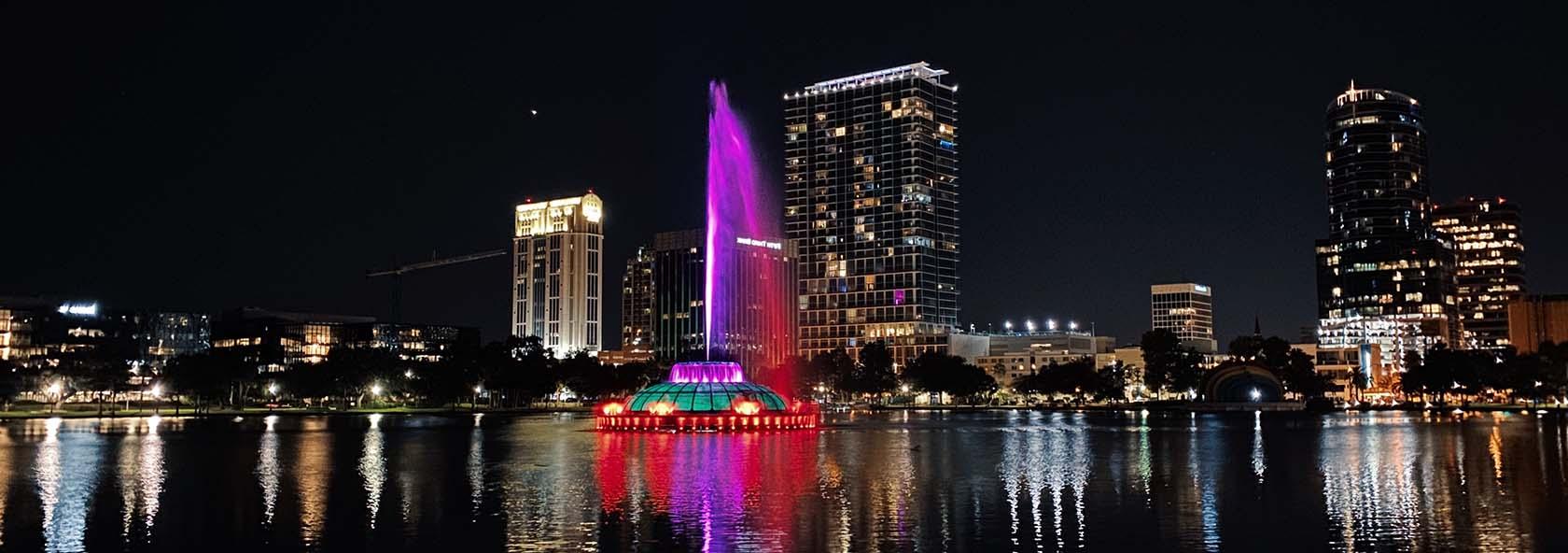 Downtown Orlando, FL at night