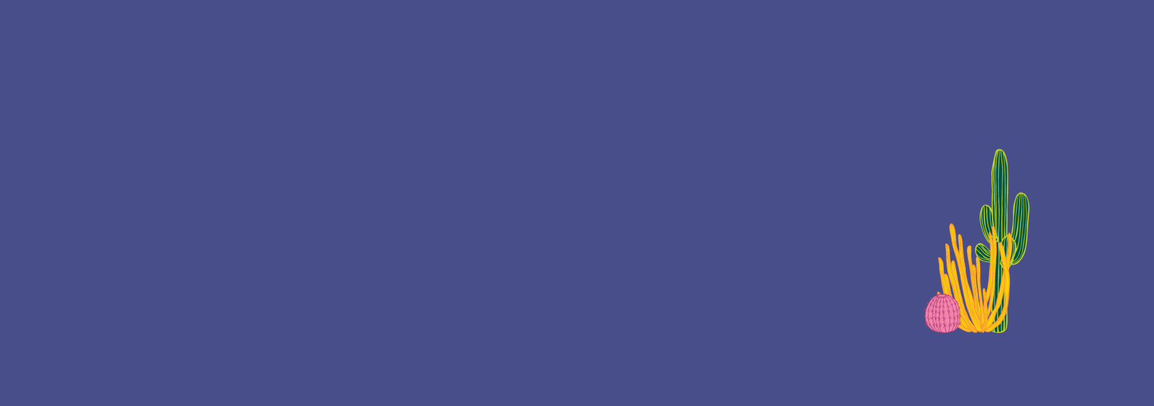 Purple banner with cactus