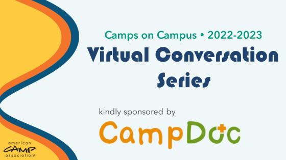 logo for Camps on Campus Virtual Conversation Series sponsored by CampDoc