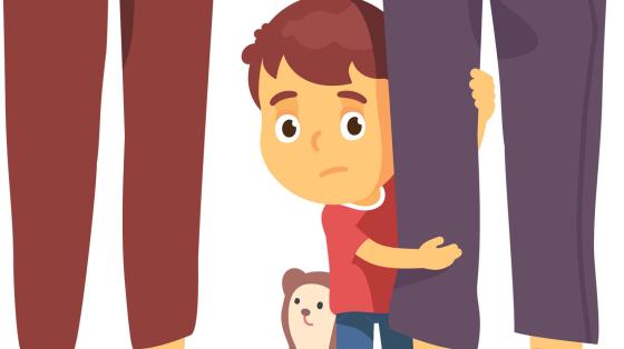 stock illustration of a scared boy
