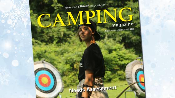 Camping Magazine cover of a person holding a bow in front of targets