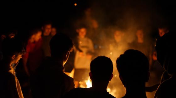 campers around a fire