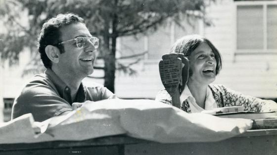 Historical photo of two staff members