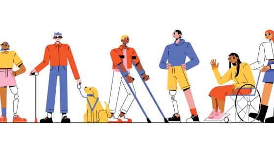 Illustrated figures depicting disabilities
