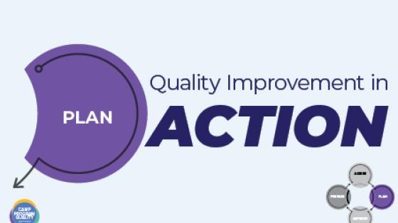 Quality Improvement circle graph with text "Quality Improvement in Action"