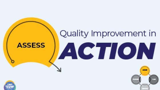 Quality Improvement circle graph with text "Quality Improvement in Action"