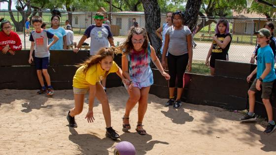 campers playing gaga ball