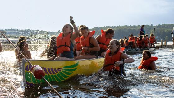 campers canoeing