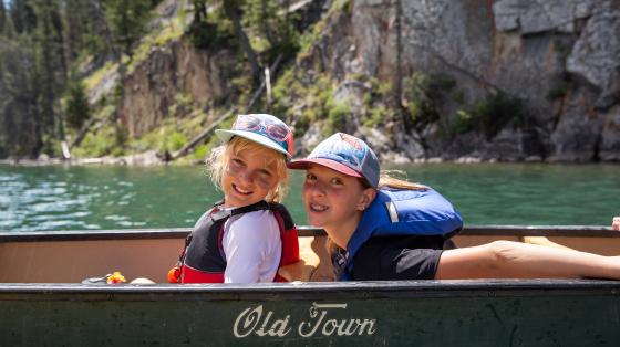 campers in canoe
