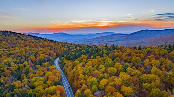 Car driving through mountains