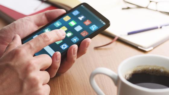 Person downloading an app