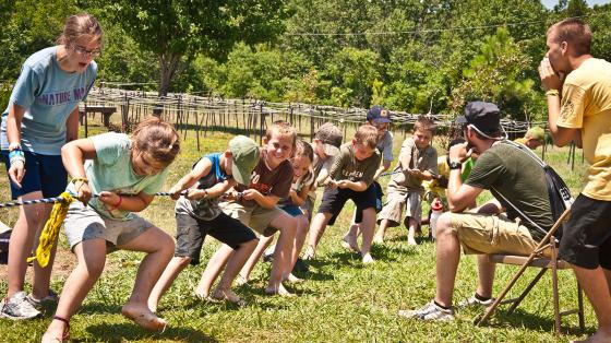 camper in rope pull contest