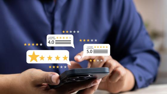 Person completing a 5 star review
