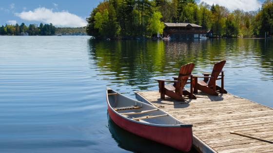 Canoe on a lake