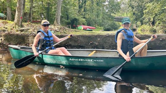 Lauren and Lyn McMillin in a canoe