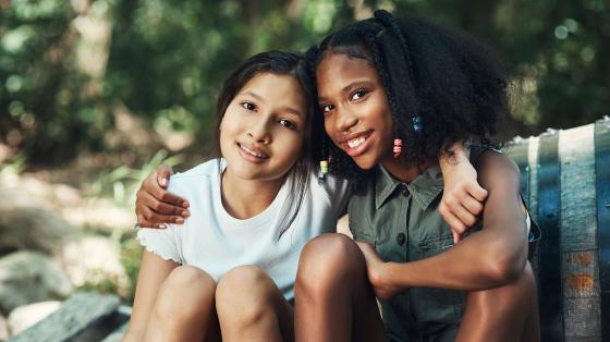 Girls smiling for camera