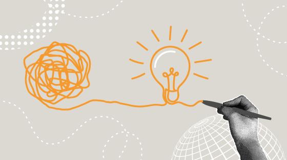 hand drawing a light bulb