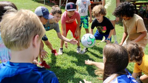 campers with soccer ball