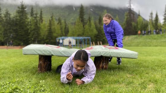 campers playing outdoors