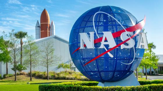 NASA signage at space center