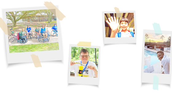 Polaroid style photos of campers