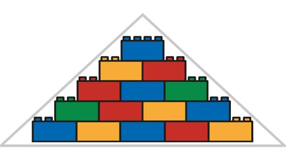 Building blocks stacked in a pyramid