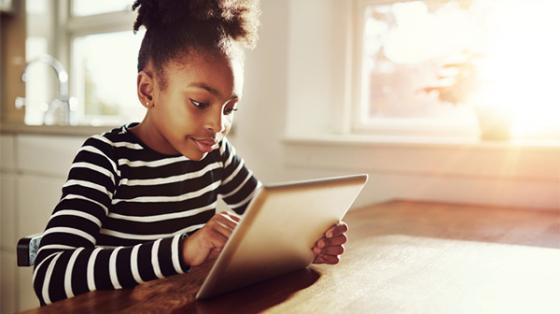 Young girl using a tablet