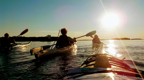 campers kayaking